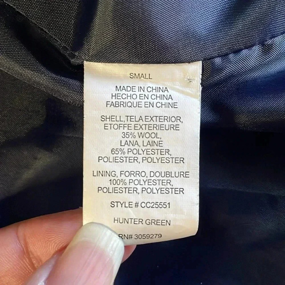 Thread & Supply Wool Blend Green Pea Coat Double Breasted Jacket Women Size S - Picture 8 of 8